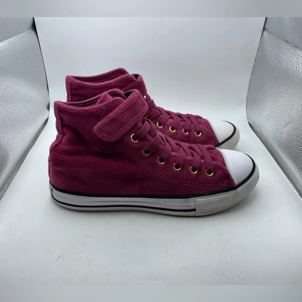Converse All Star Burgundy velvet High-Top Sneakers girls size 2.5